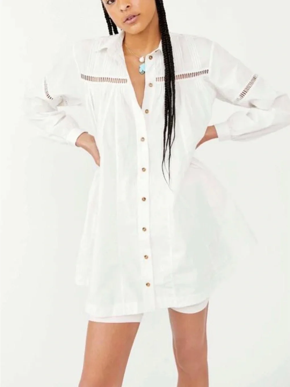 Free People Kennedy Dress White Button-Down boho cottagecore‎ coastal cowgirl
